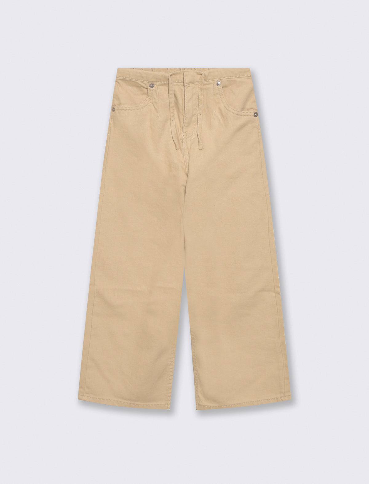 Wide-leg cotton drill trousers - Beige
