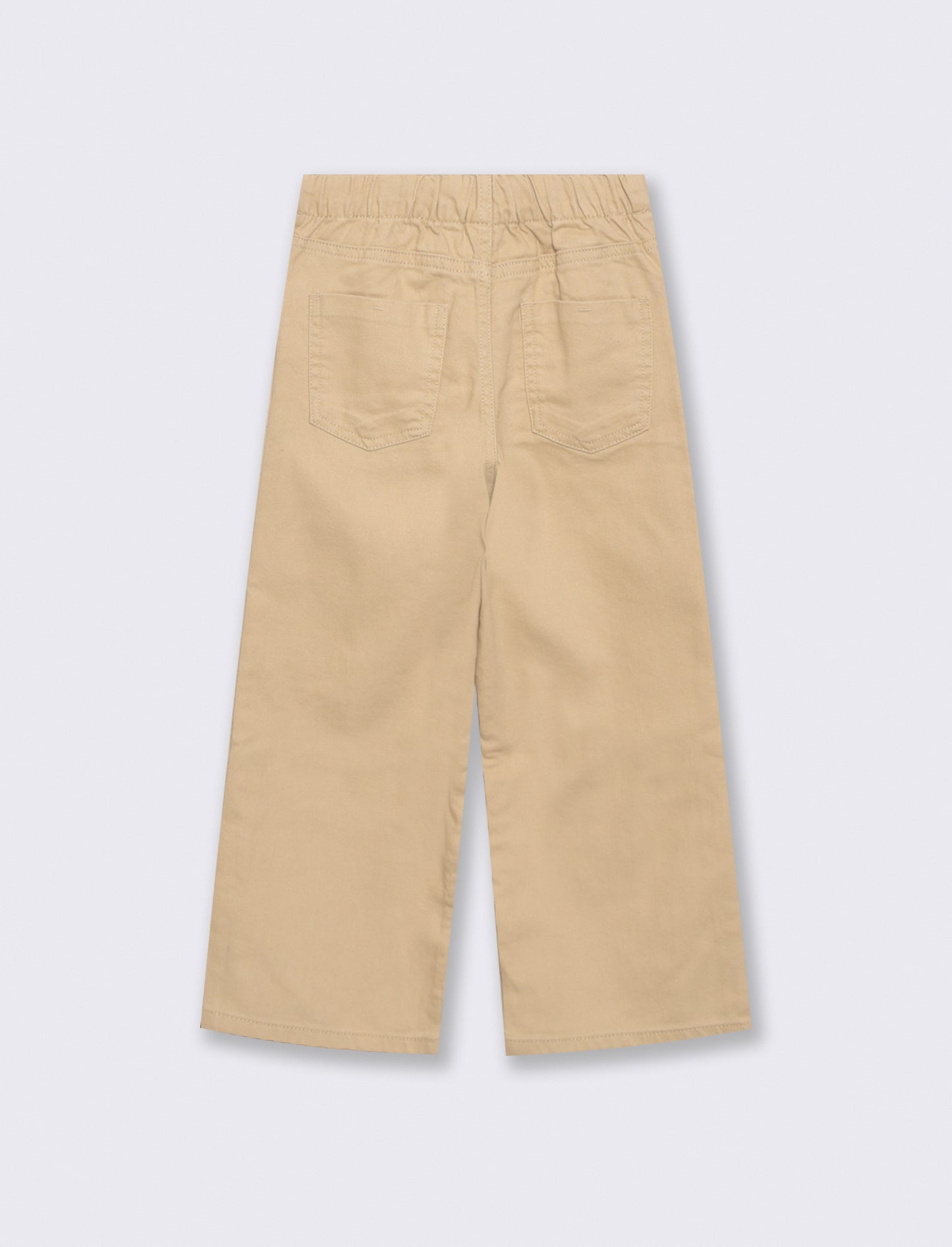 Pantalone gamba larga in cotone drill - Beige