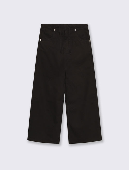 Pantalone gamba larga in cotone drill - Nero