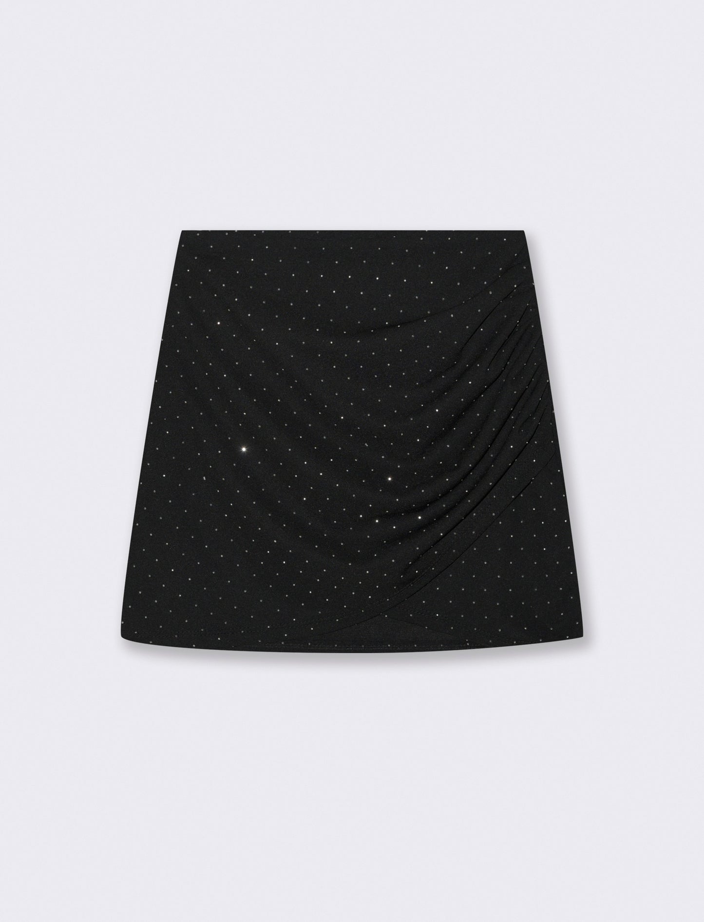 Gonna con pieghe e strass - Nero
