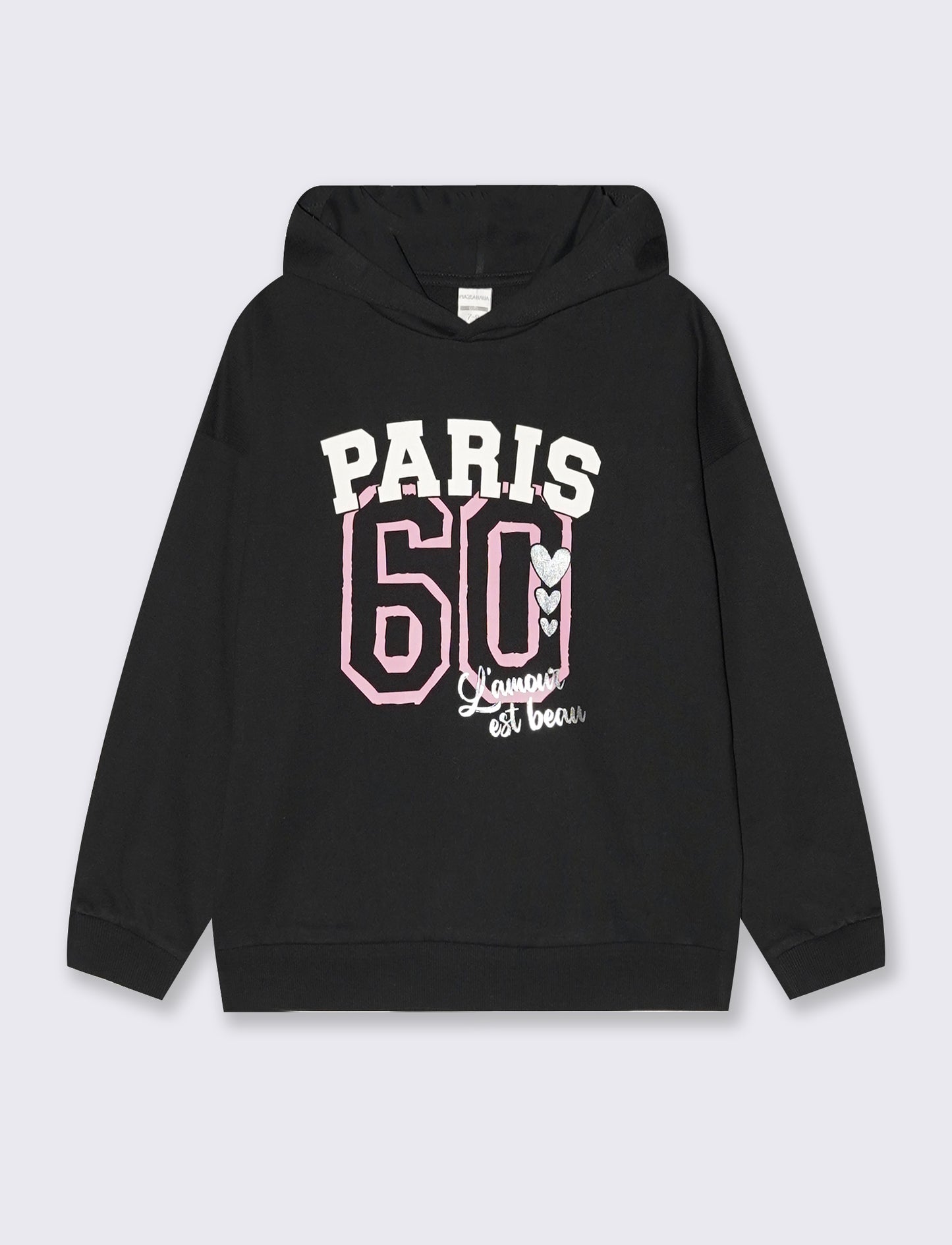 Cotton hoodie with print - Black