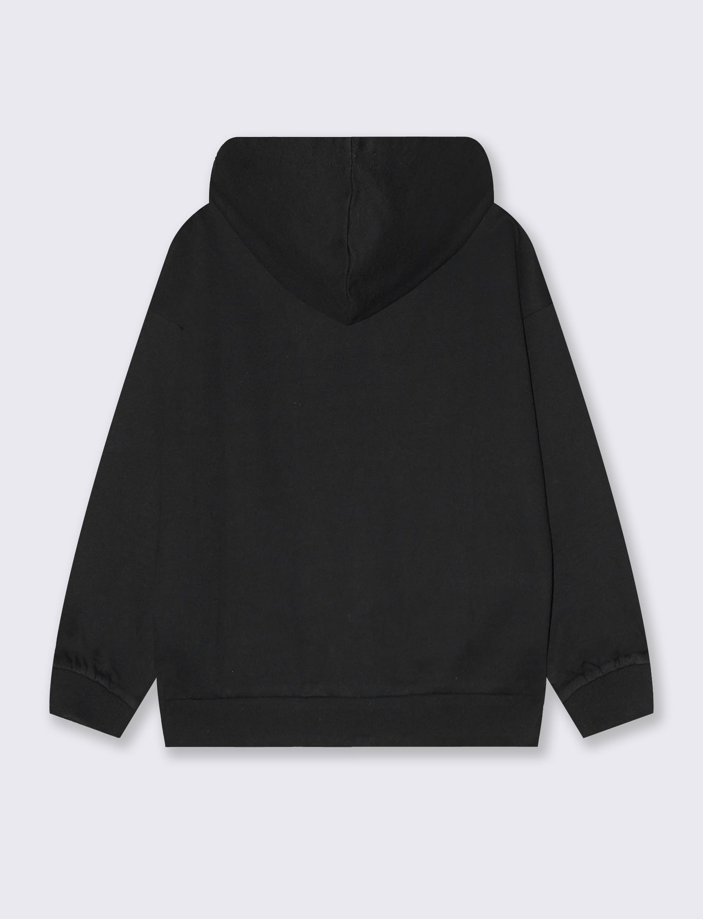 Felpa in cotone con cappuccio e stampa - Nero