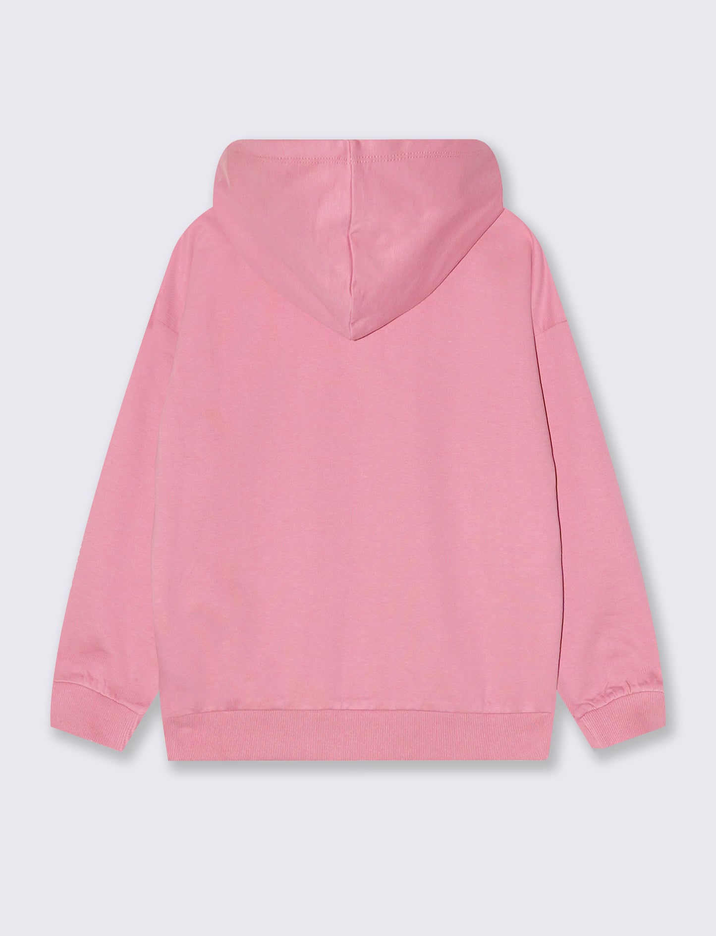 Felpa in cotone con cappuccio e stampa - Rosa candy