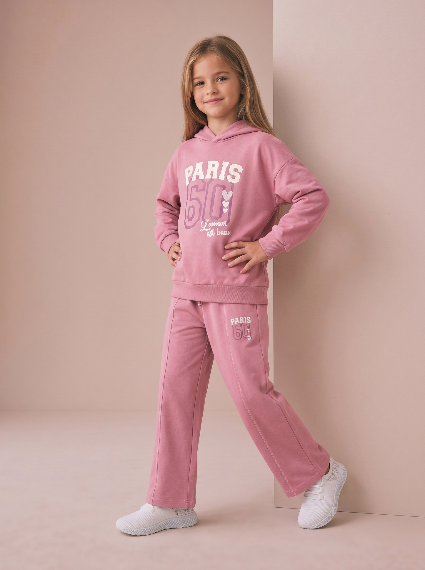 Cotton Jogger Pants for Girls - Pink