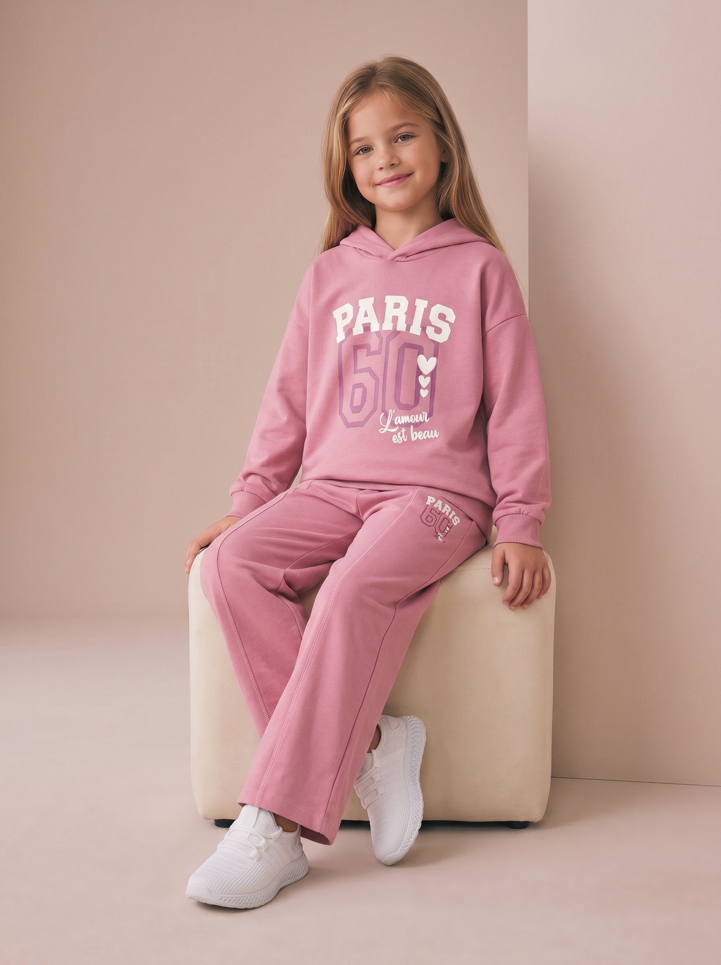 Cotton Jogger Pants for Girls - Pink