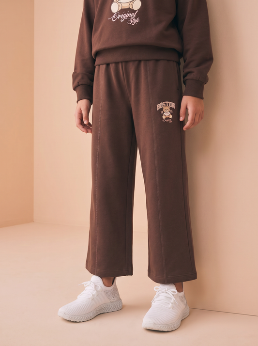Pantafitness Jogger in Cotone per Bambina - Marrone cioccolato