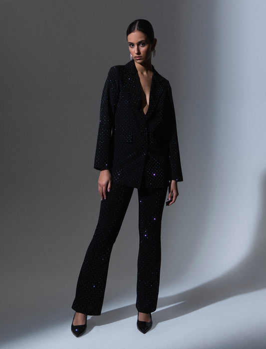 Pantalone strass zampa - Nero