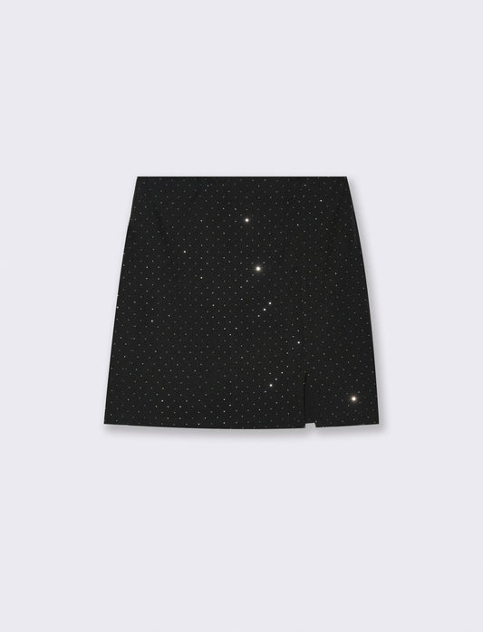 Gonna corta con strass - Nero