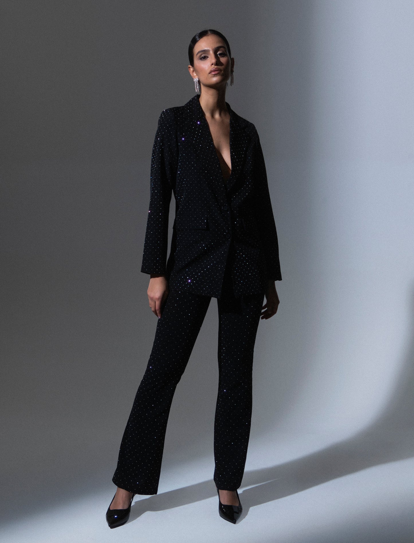 Giacca over con strass - Nero