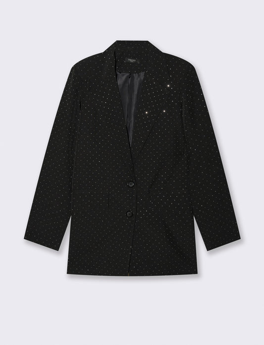 Giacca over con strass - Nero
