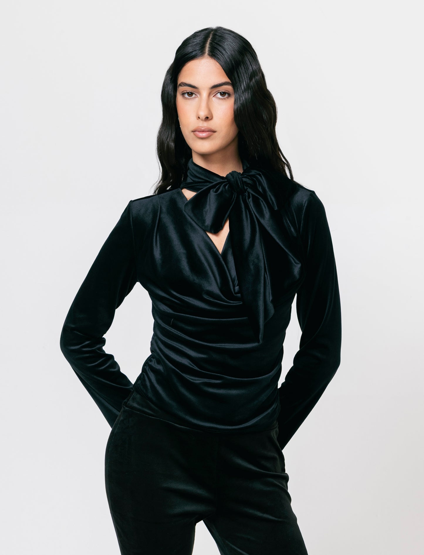Tshirt manica lunga in ciniglia - Nero