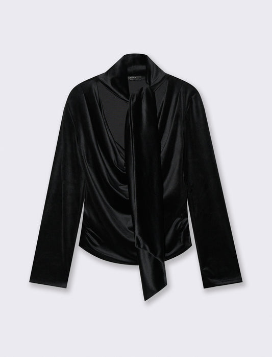 Tshirt manica lunga in ciniglia - Nero