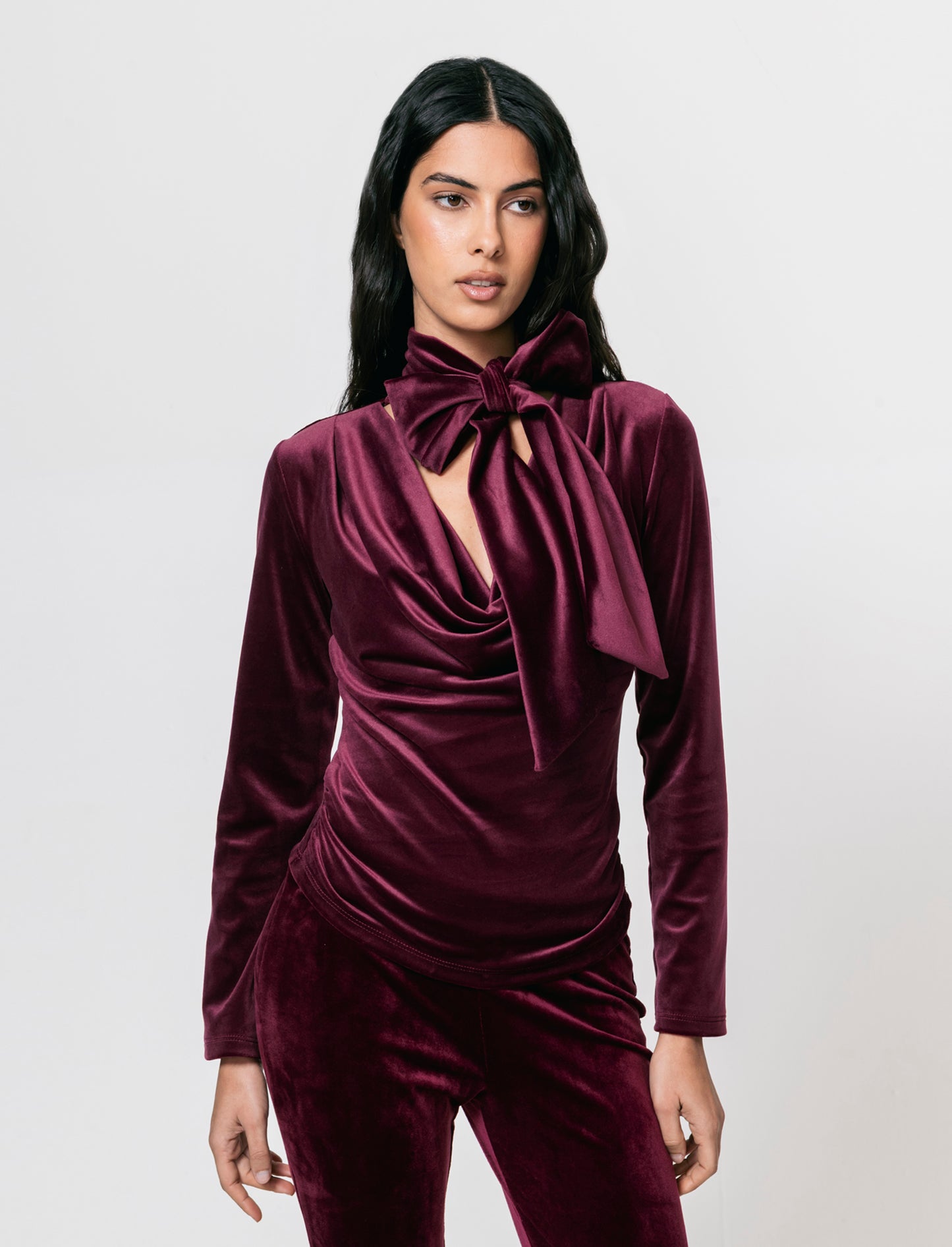 Tshirt manica lunga in ciniglia - Bordeaux