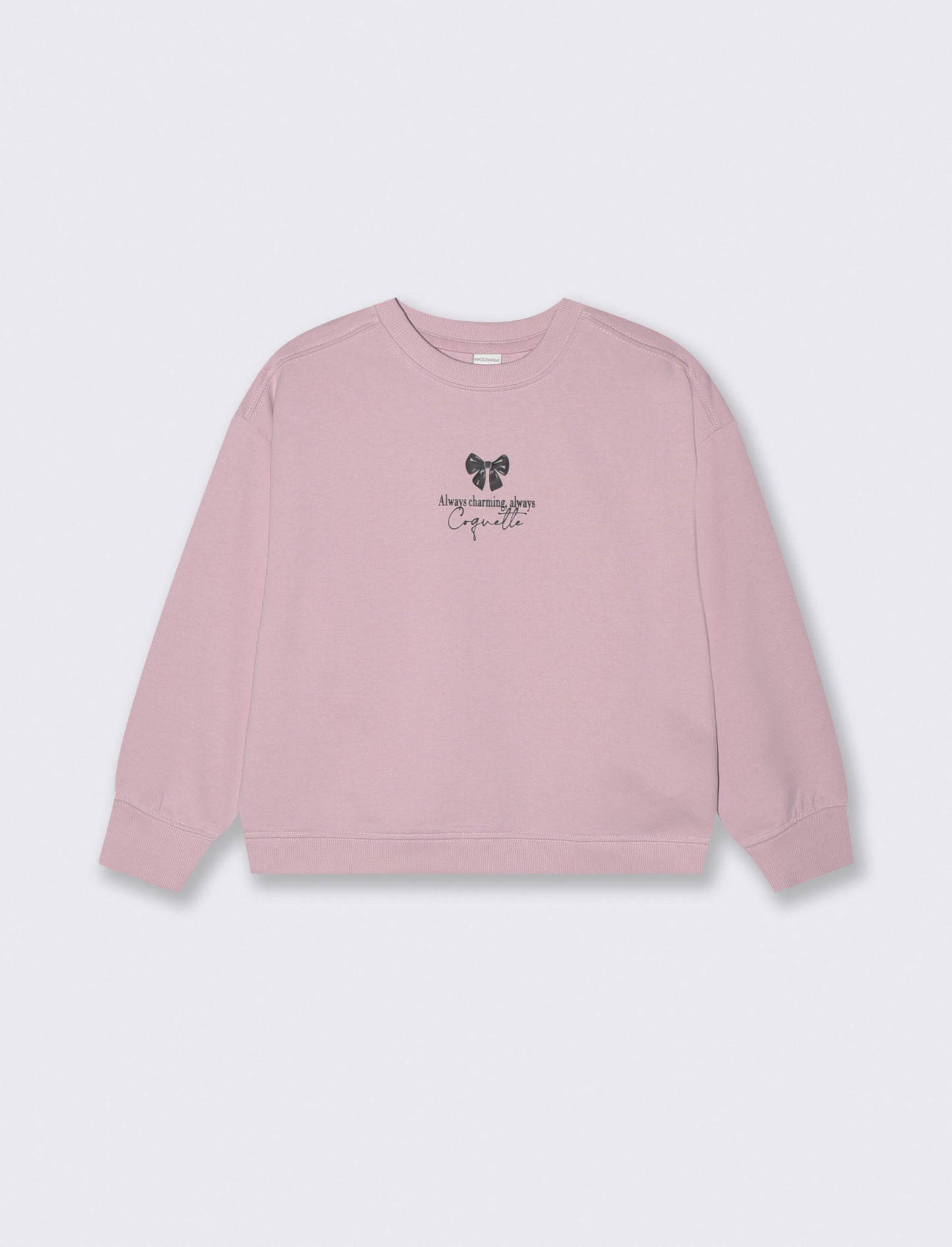 Felpa girocollo manica lunga con stampa - Rosa polvere