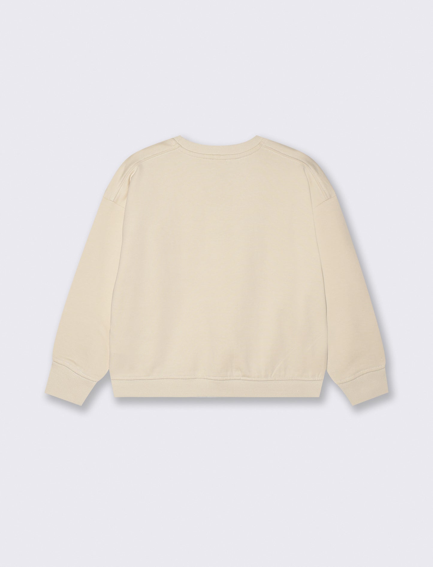 Long Sleeve Crewneck Sweatshirt with Print - Beige