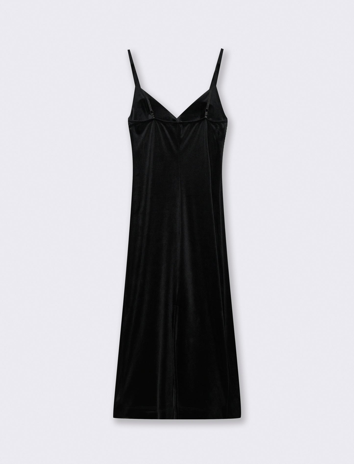 Vestito lungo con bretelline in ciniglia - Nero
