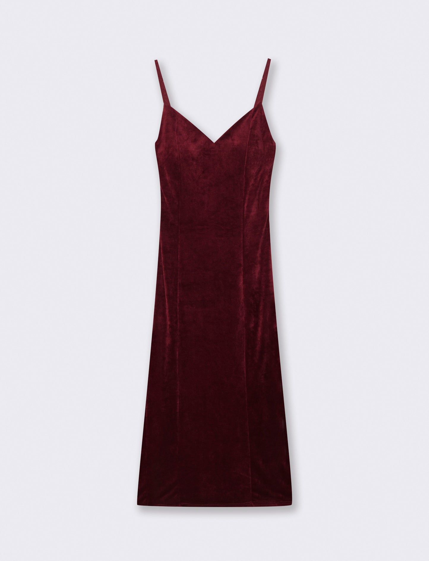 Vestito lungo con bretelline in ciniglia - Bordeaux