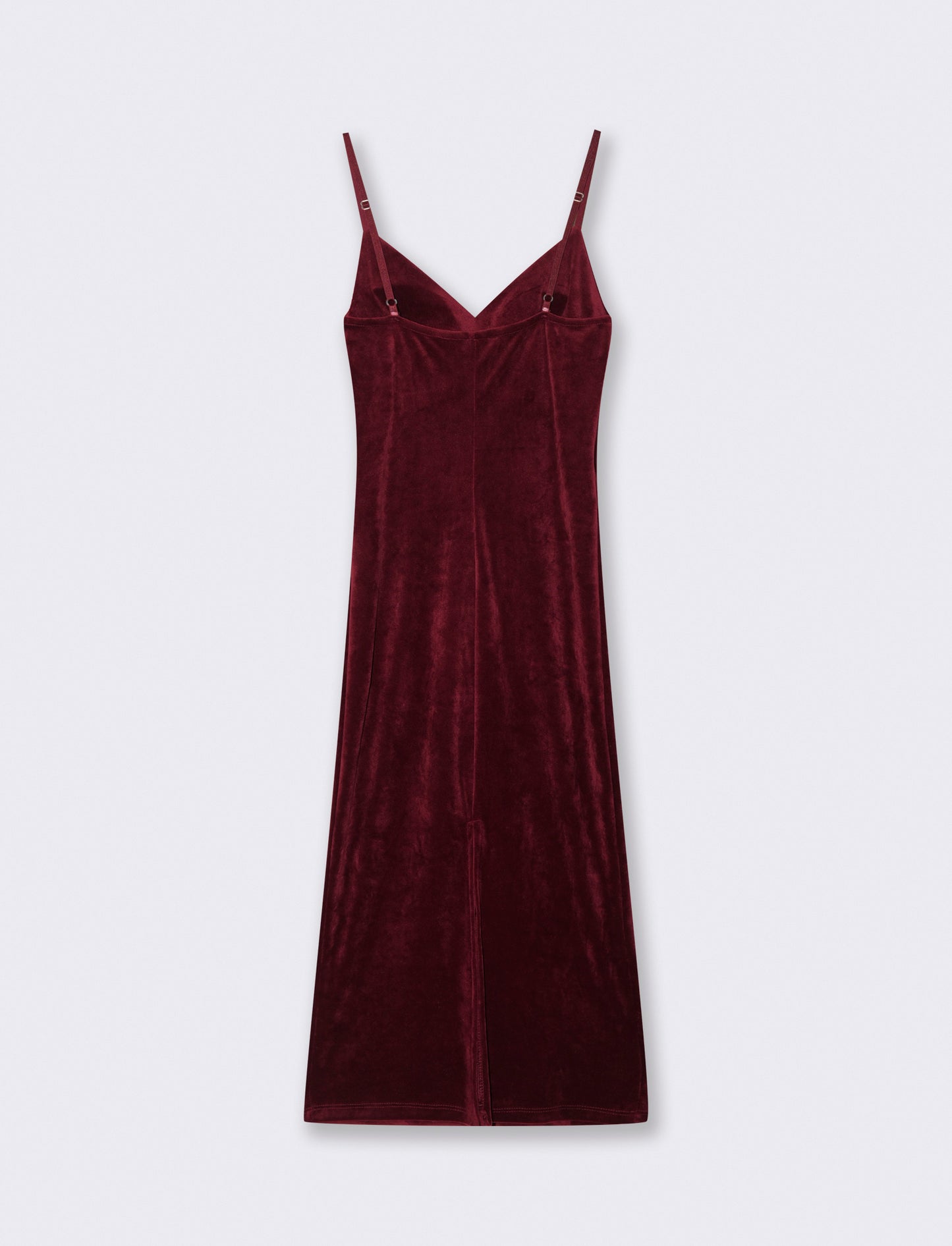 Vestito lungo con bretelline in ciniglia - Bordeaux