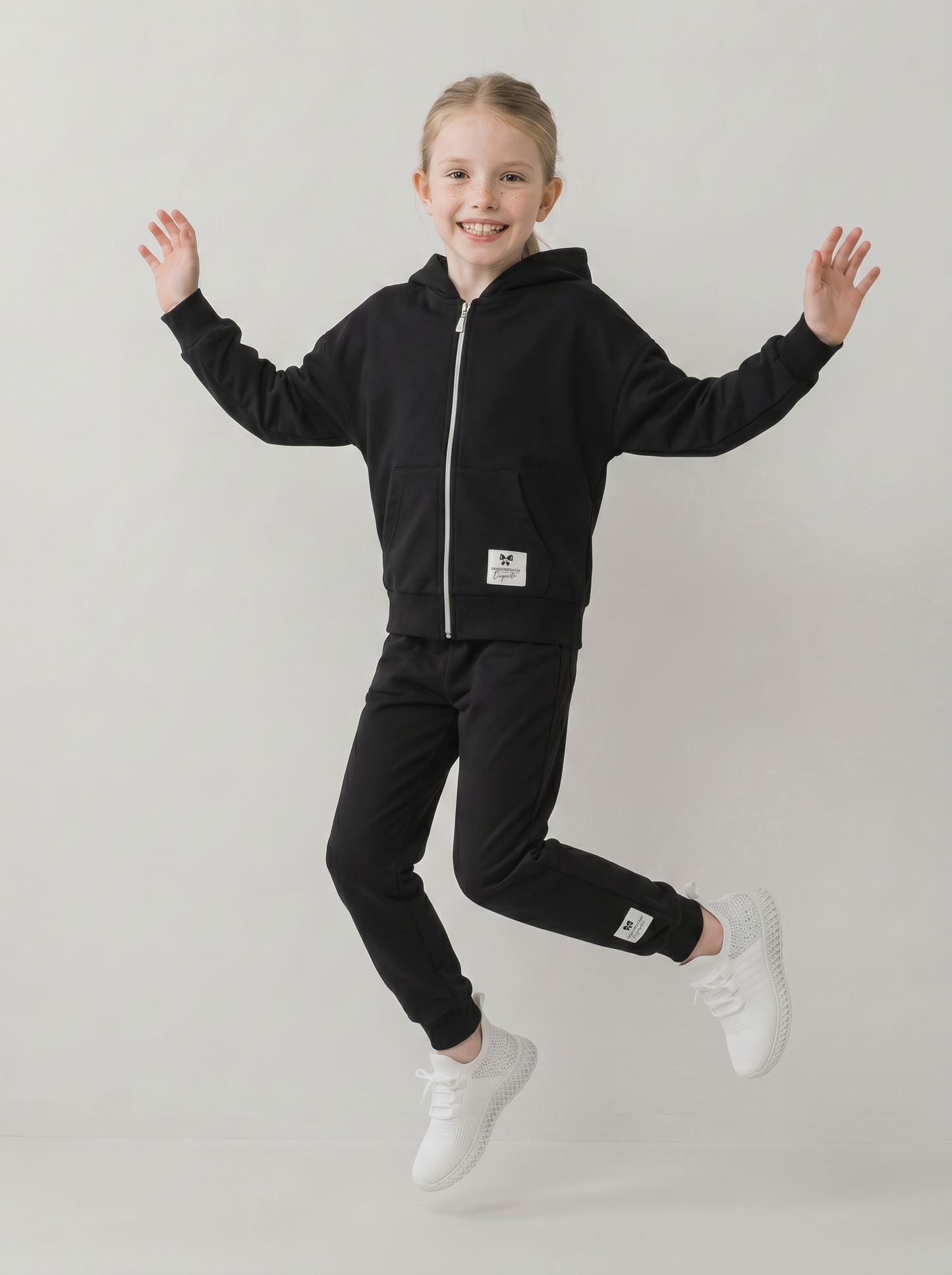 Cotton sweatshirt joggers with elastic waistband - Black