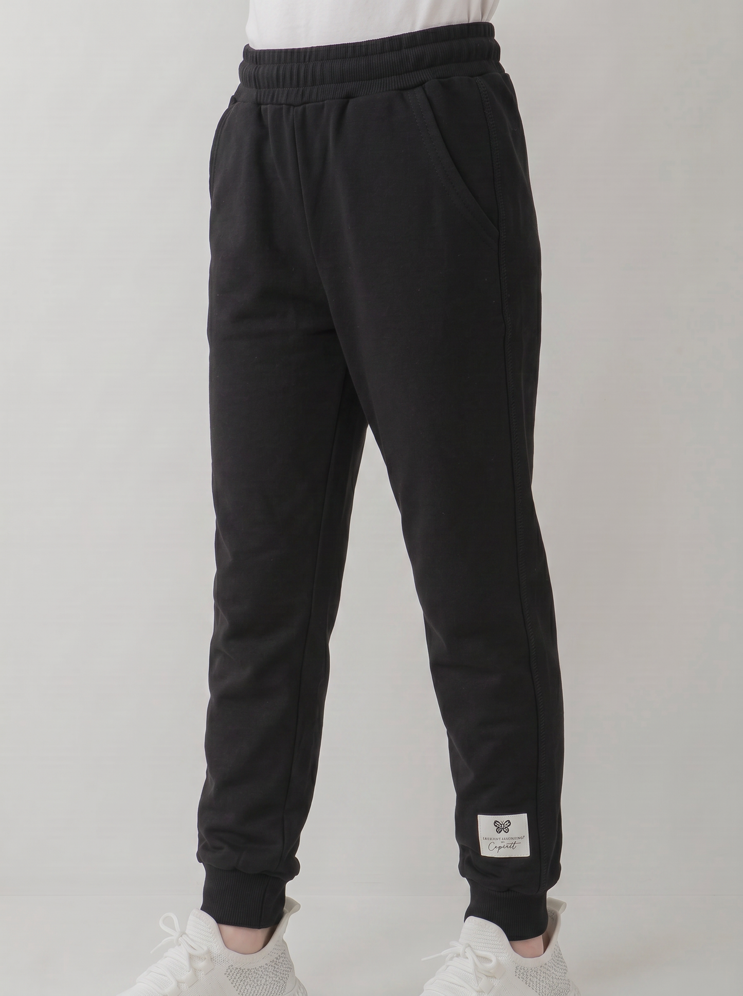 Cotton sweatshirt joggers with elastic waistband - Black