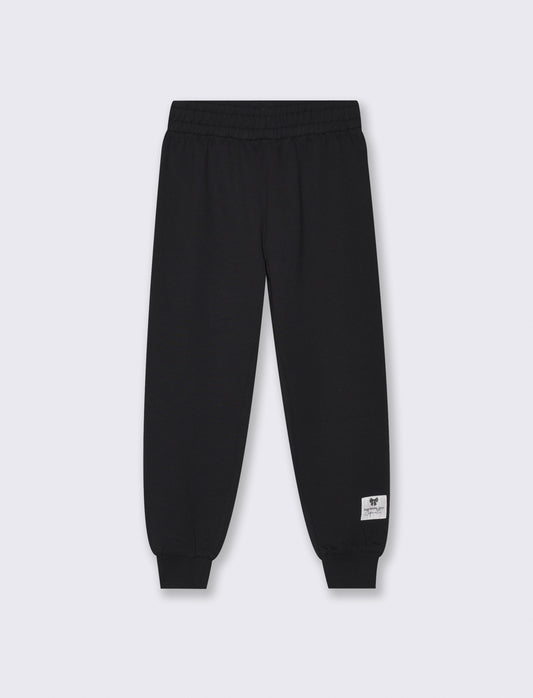 Cotton sweatshirt joggers with elastic waistband - Black