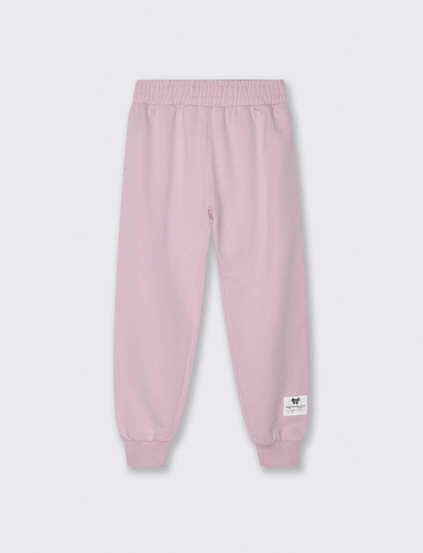 Jogger in felpa di cotone con elastico - Rosa polvere