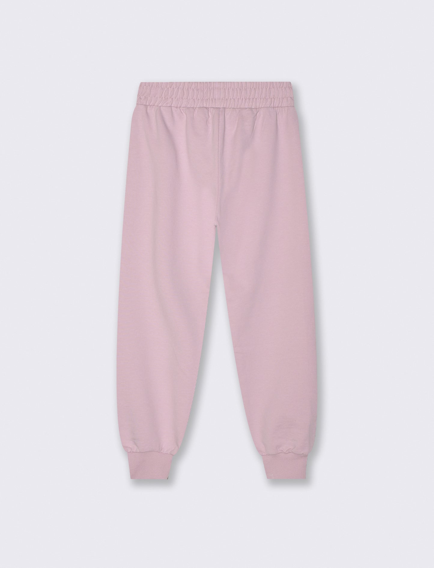 Jogger in felpa di cotone con elastico - Rosa polvere