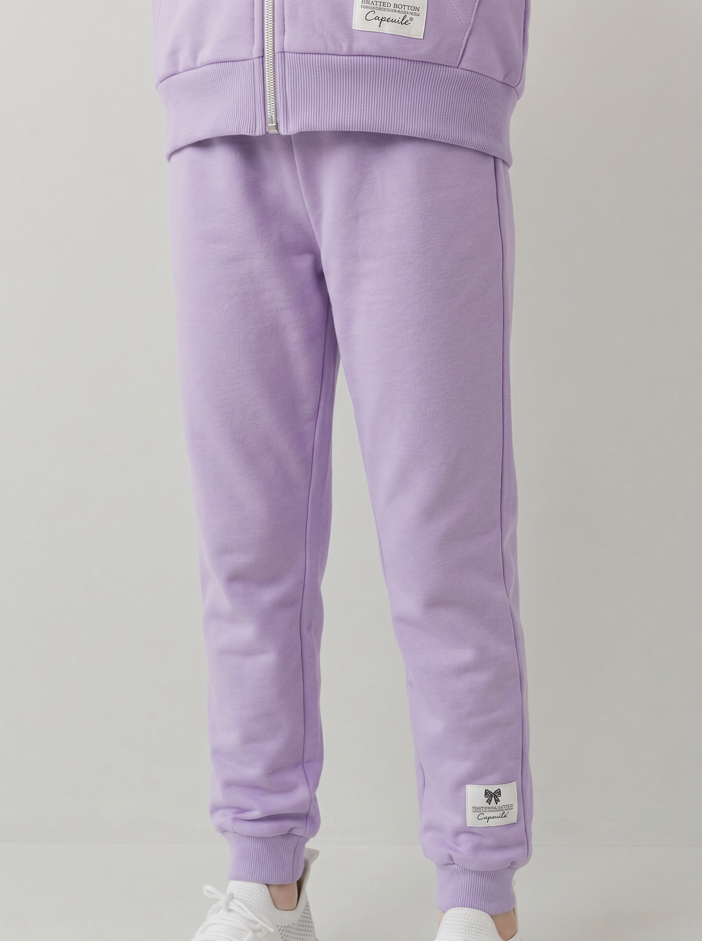 Jogger in felpa di cotone con elastico - Lilla
