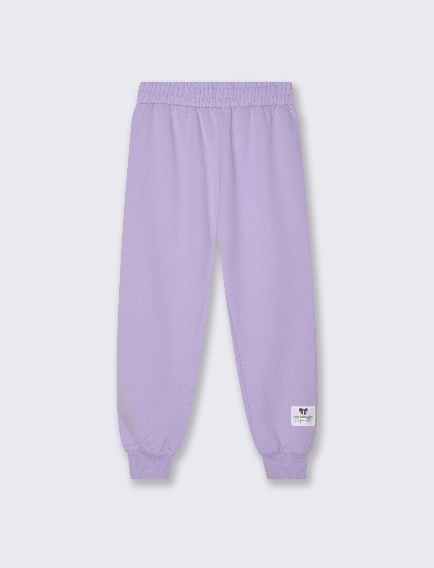 Jogger in felpa di cotone con elastico - Lilla