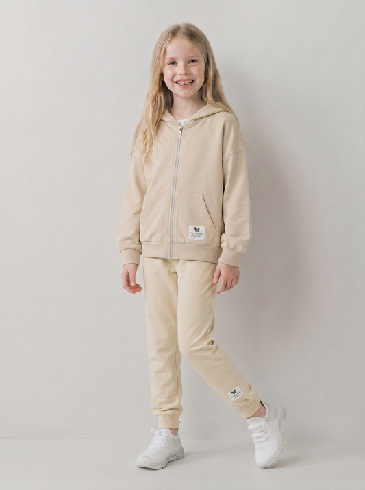 Jogger in felpa di cotone con elastico - Beige