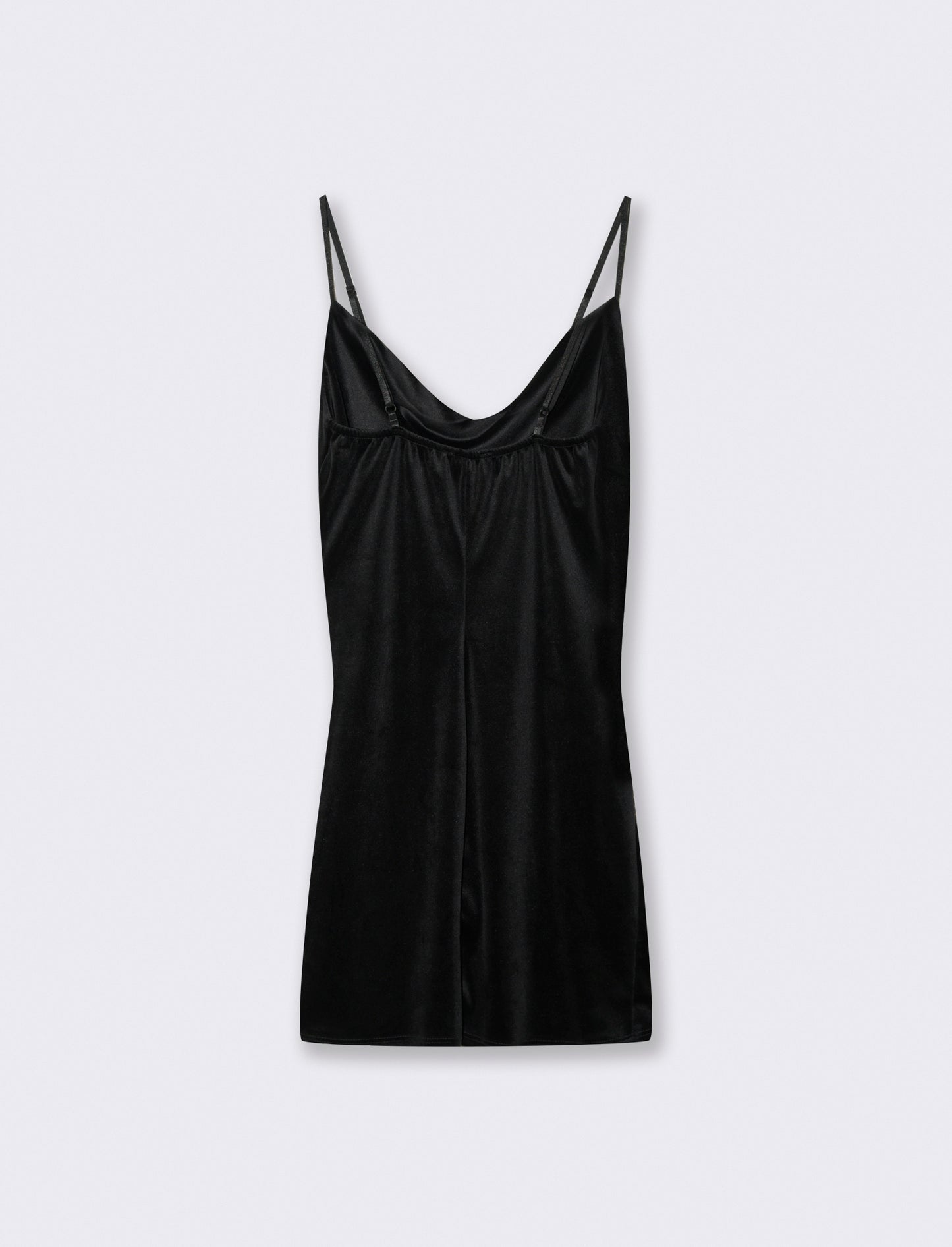 Vestito corto con arriccio sul fianco in tessuto ciniglia - Nero