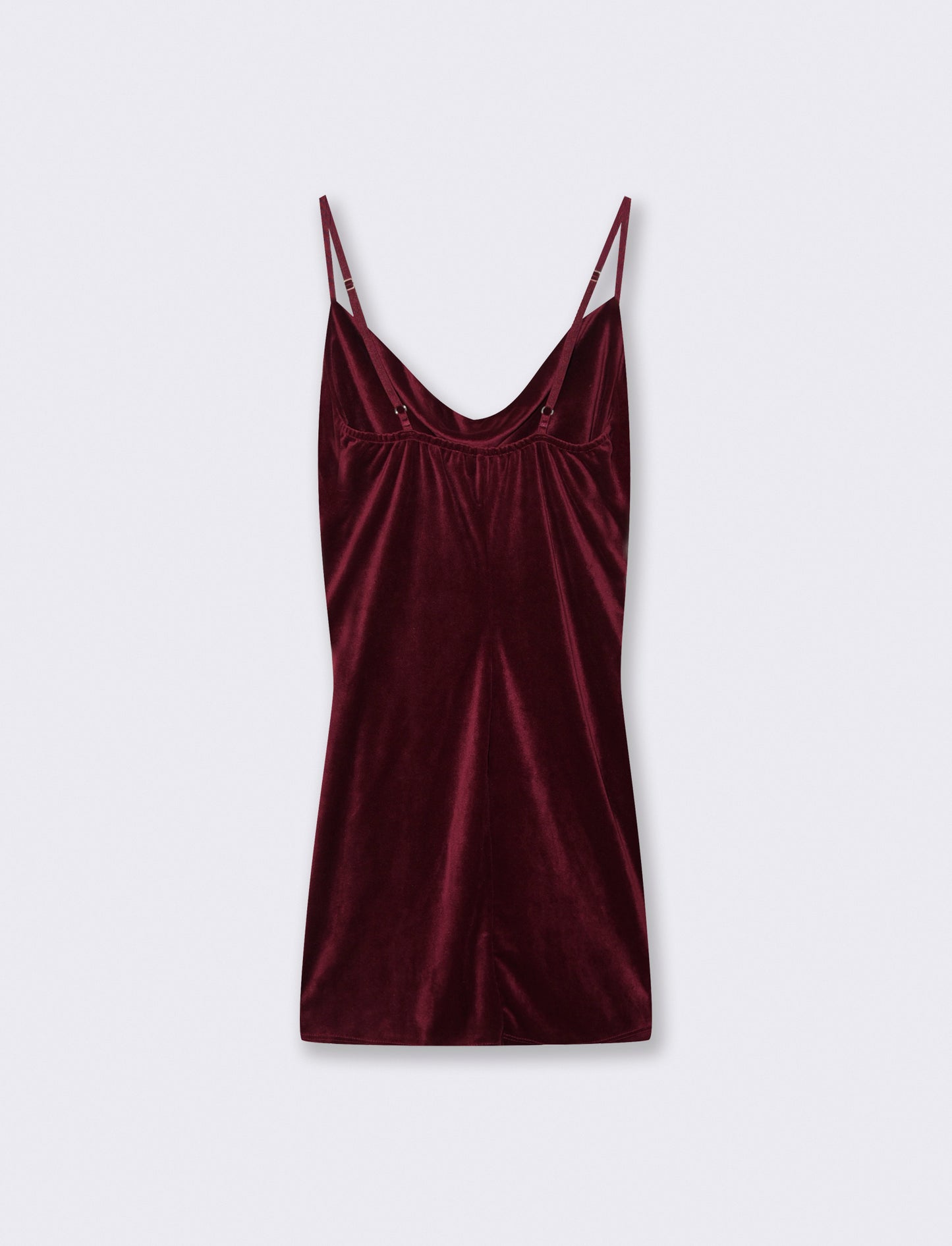 Vestito corto con arriccio sul fianco in tessuto ciniglia - Bordeaux
