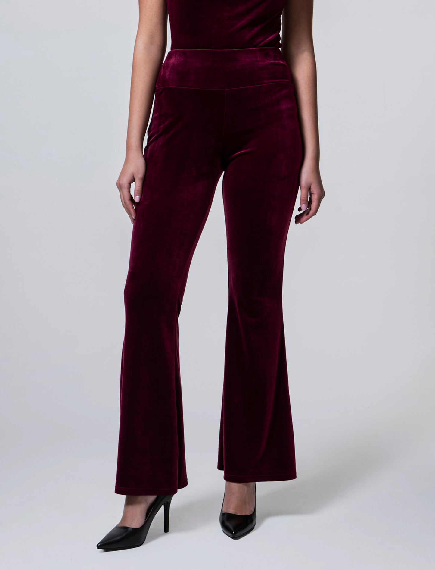 Pantalone zampa in ciniglia - Bordeaux
