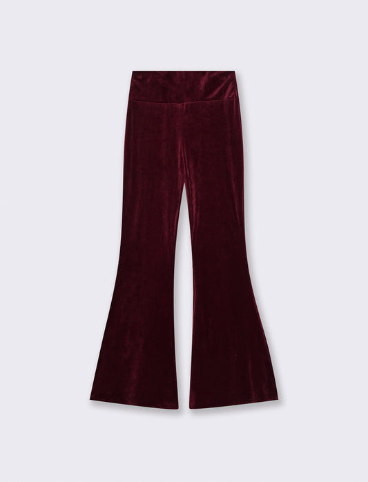 Pantalone zampa in ciniglia - Bordeaux