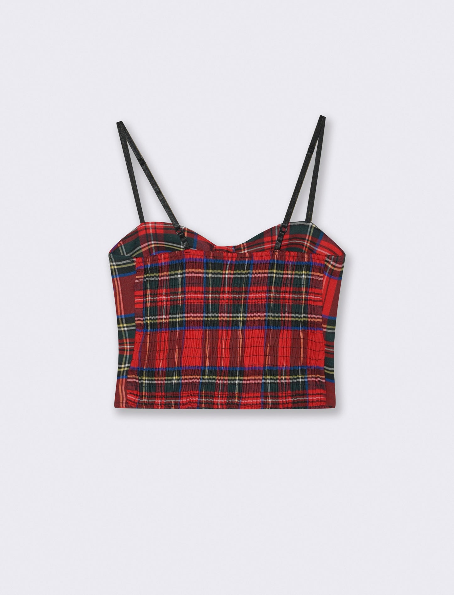 Top con coppe in tessuto quadro scozzese - Rosso