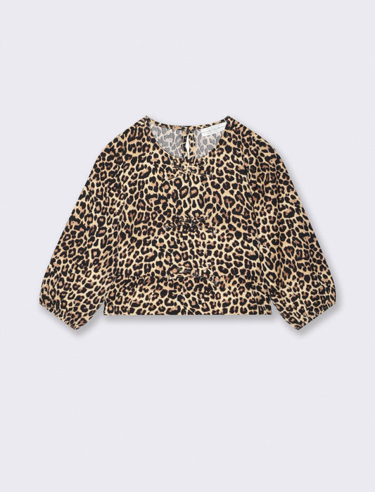 Camicia fantasia con fiocchi e volant - Leopardato