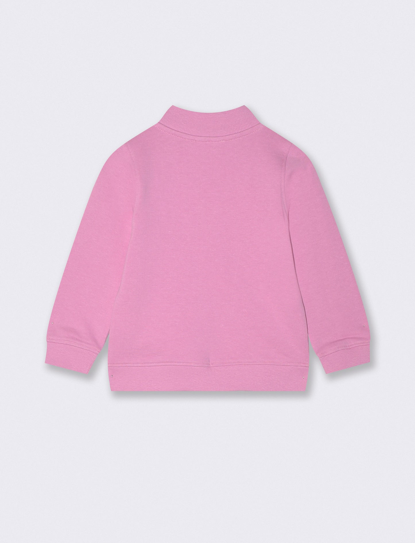 Cotton zip-up sweatshirt with high collar - Pink
