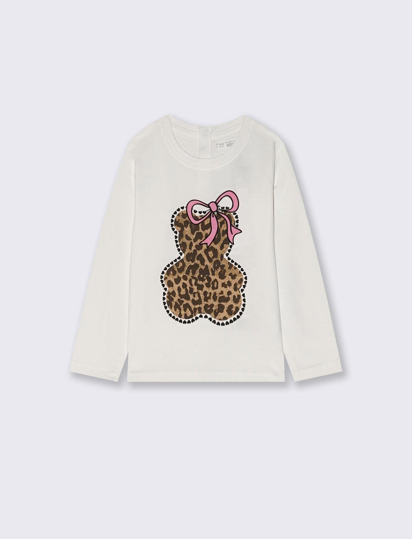T-shirt manica lunga con stampa colorata - Bianco latte