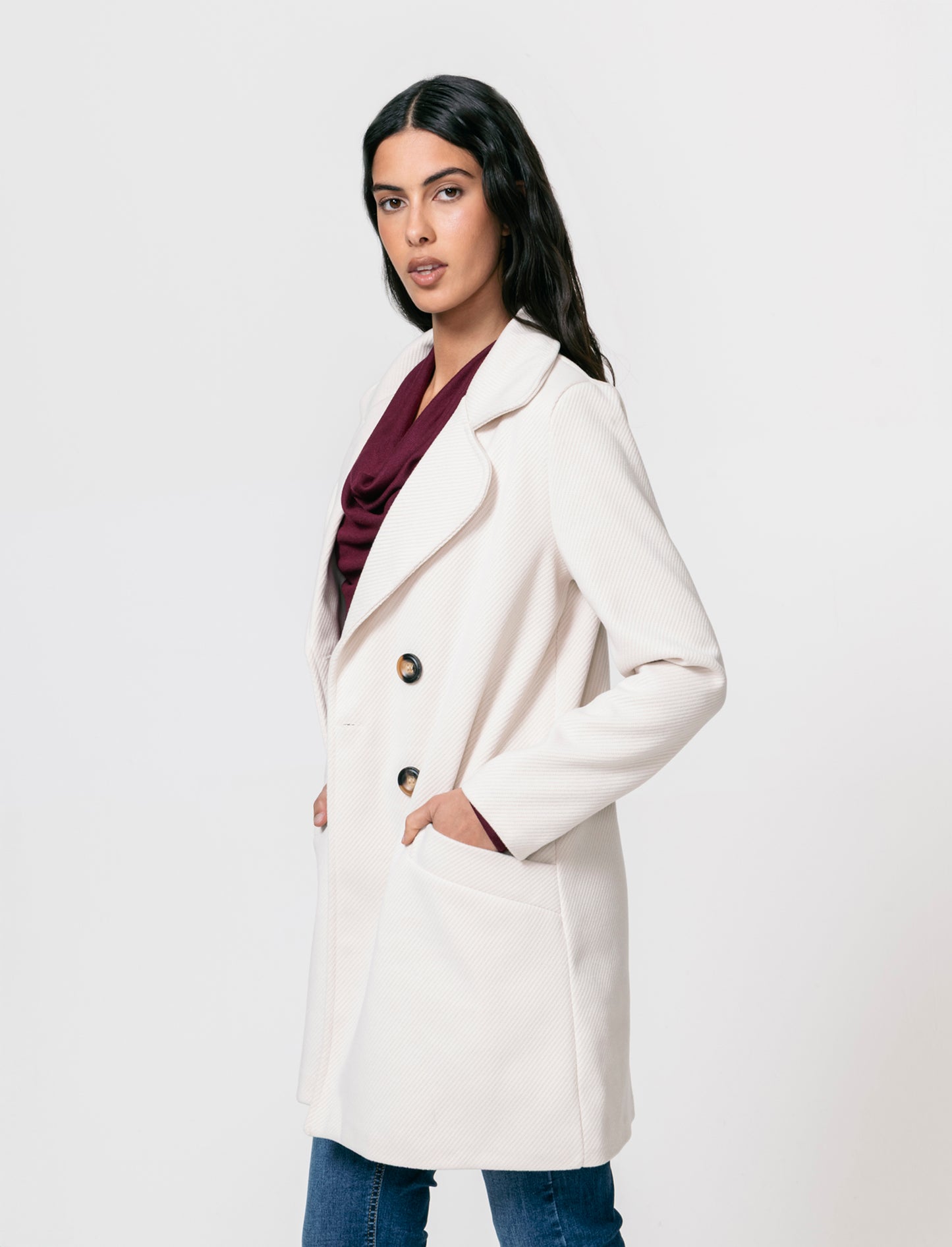 Cappotto doppio petto - Vaniglia