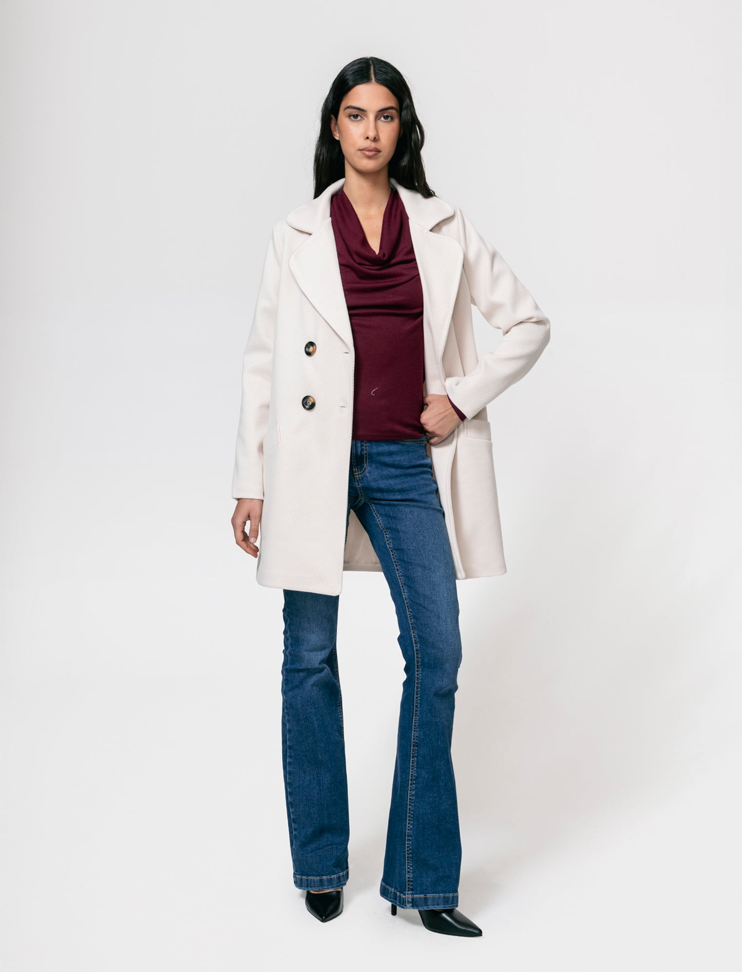Cappotto doppio petto - Vaniglia