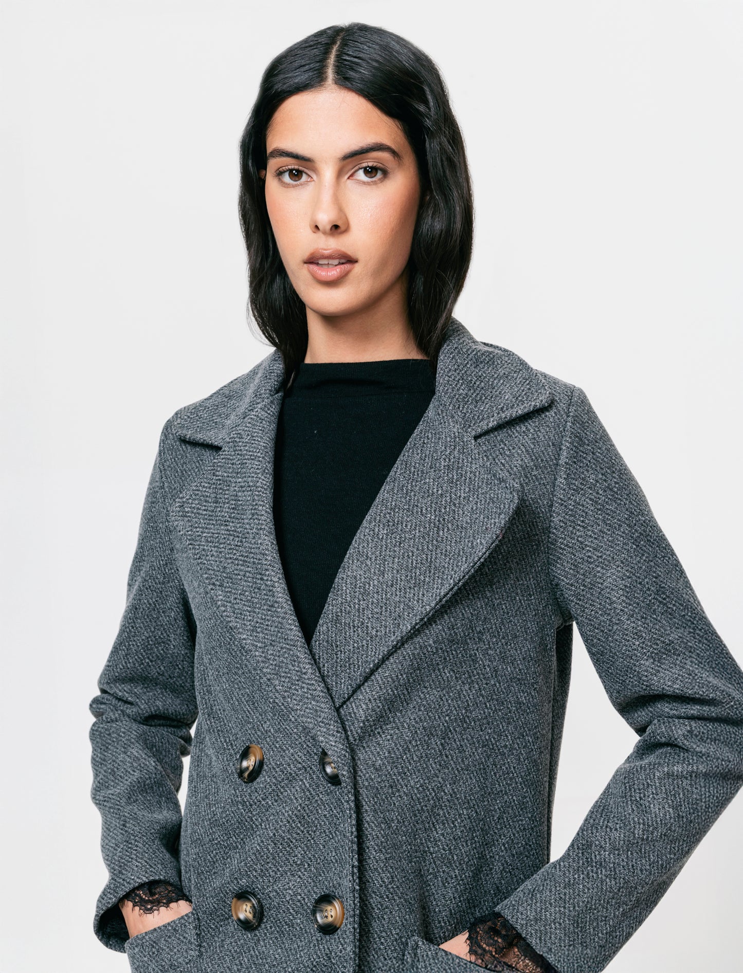 Cappotto doppio petto - Grigio mel.