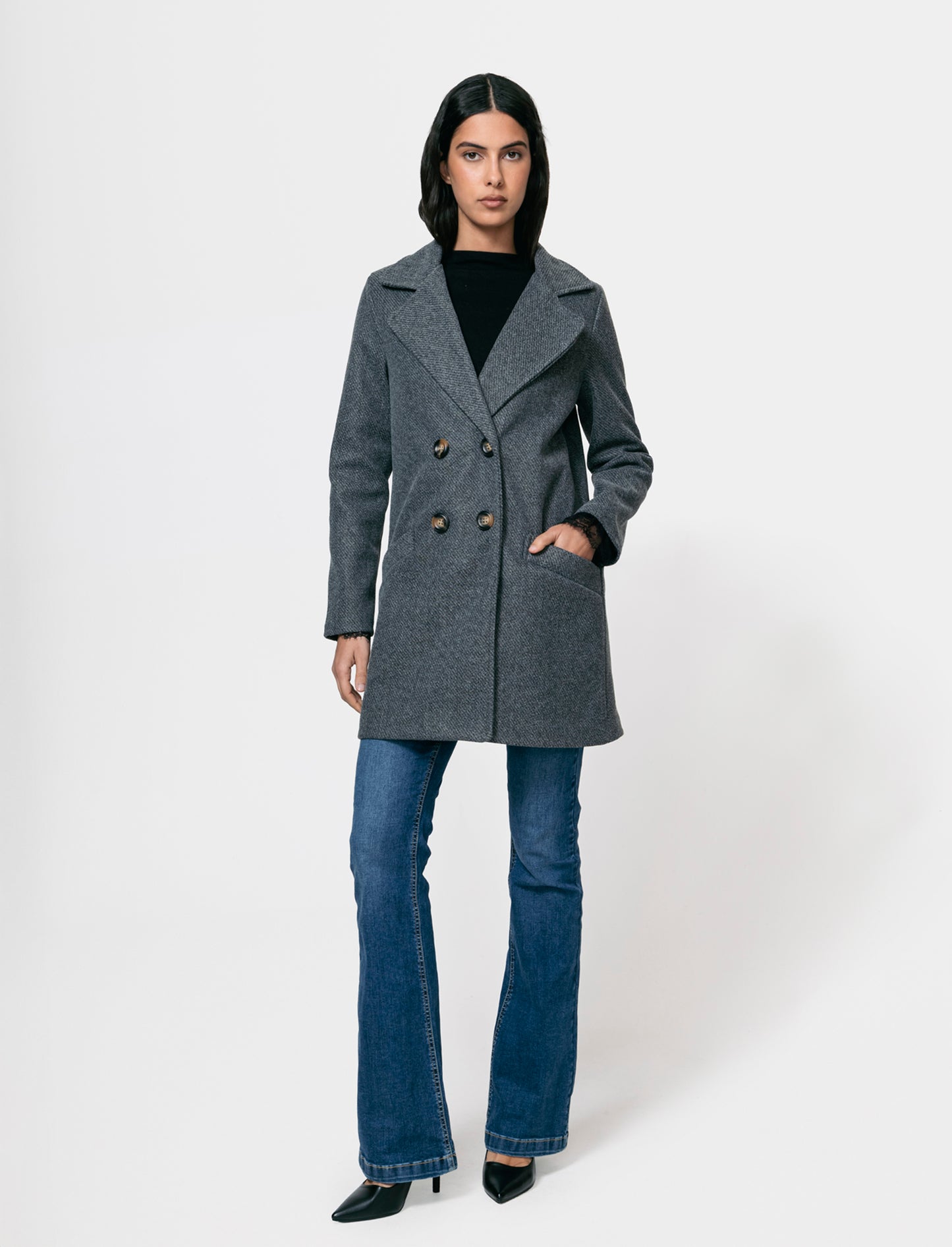 Cappotto doppio petto - Grigio mel.