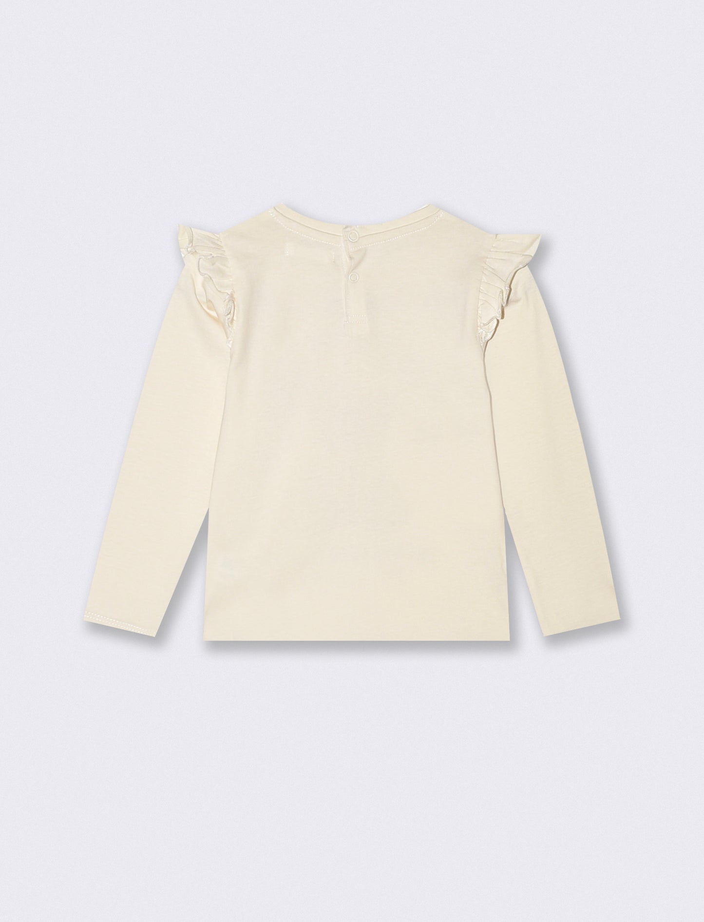 Long sleeve T-shirt with ruffles and print - Beige