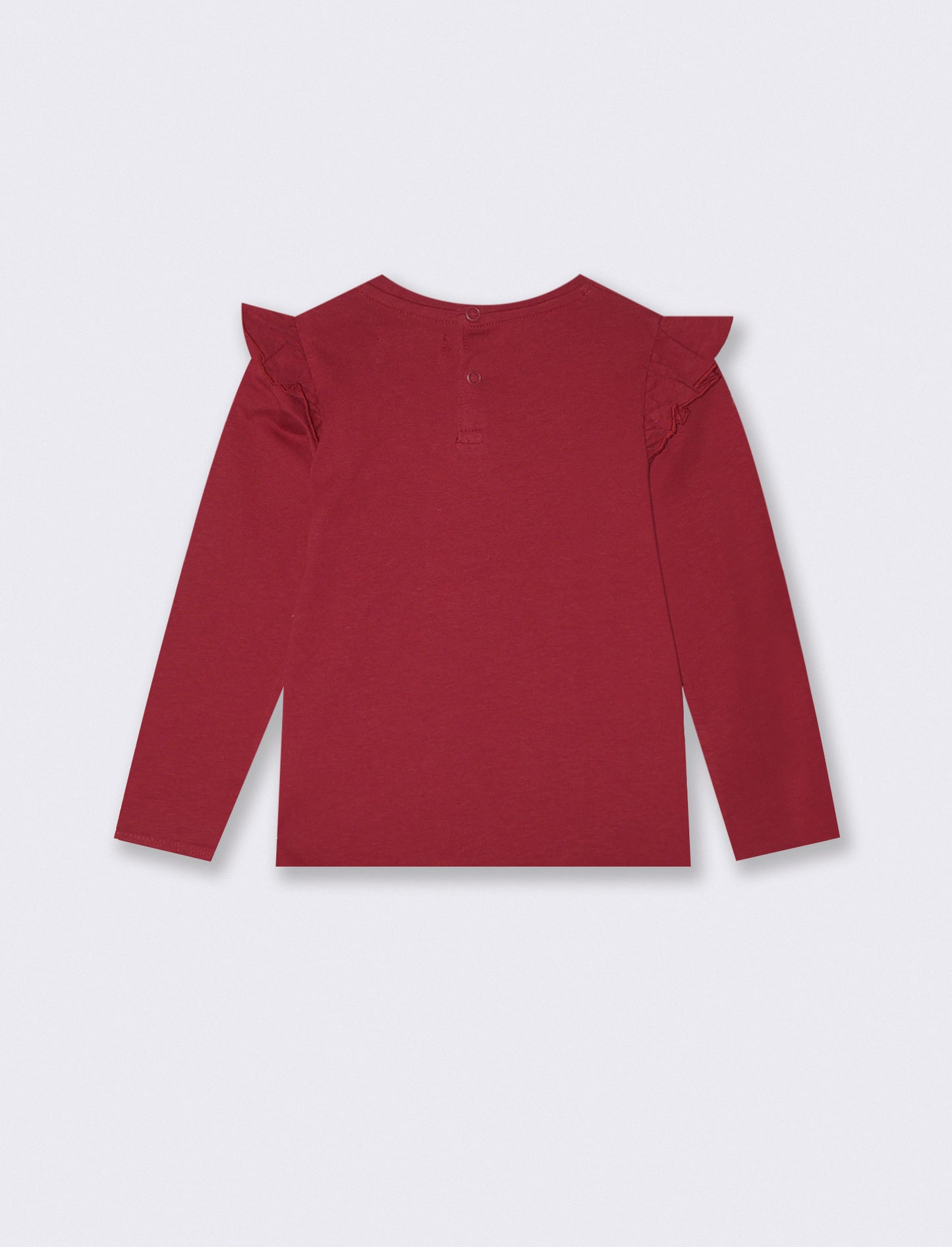 Long sleeve T-shirt with ruffles and print - Red