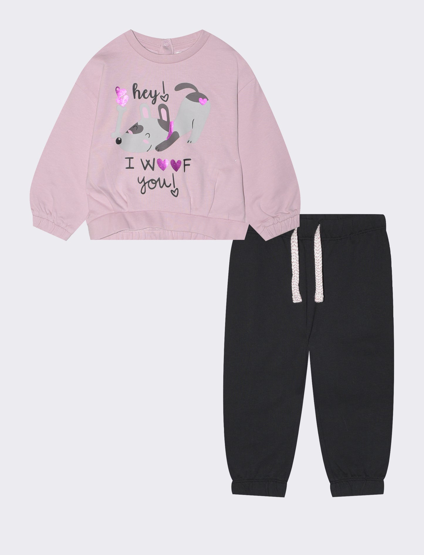 Cotton sweatshirt and pants set - Pink