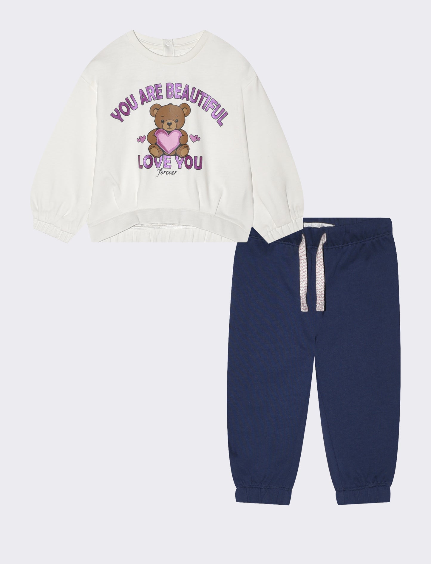 Cotton sweatshirt and pants set - White