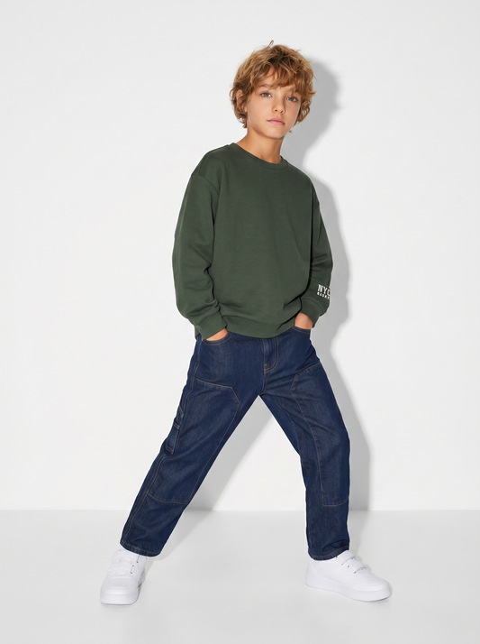 Cotton Crew Neck Sweatshirt for Leisure Time - Green