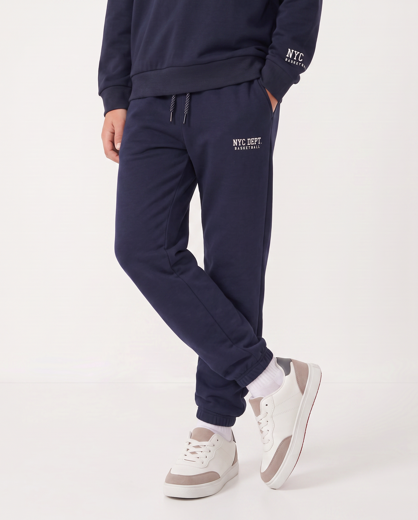 Sweatpants with drawstring and patch - Blue