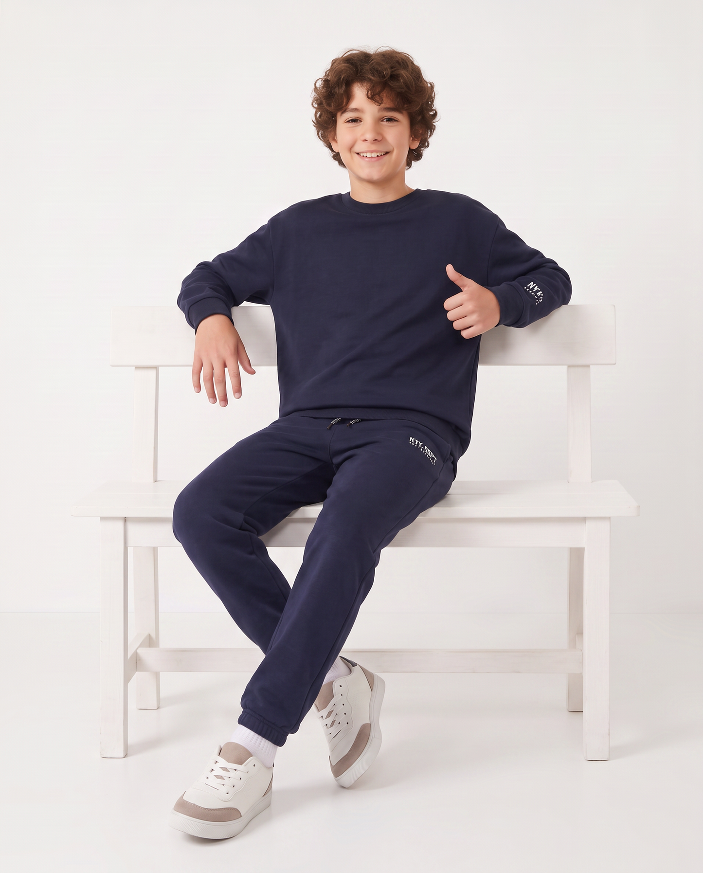 Sweatpants with drawstring and patch - Blue