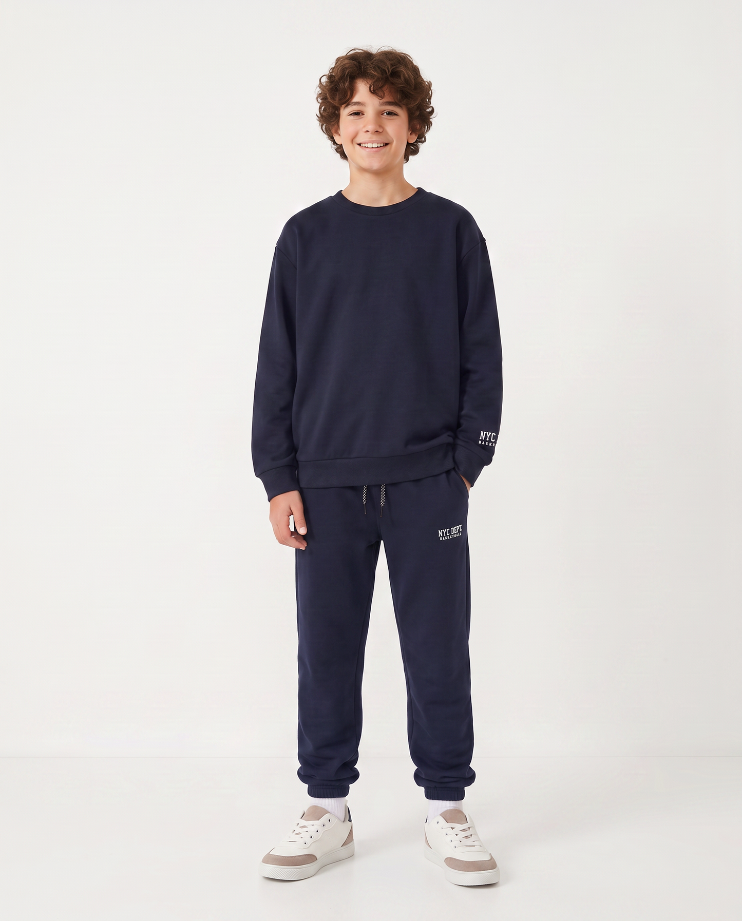 Sweatpants with drawstring and patch - Blue